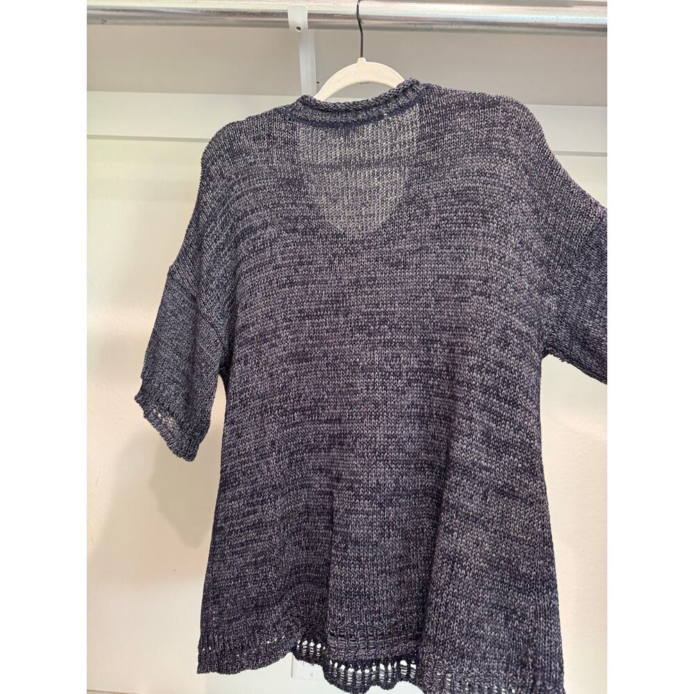 Oddi Women's Short-Sleeve Knit Sweater Shirt Blouse Size M/L Navy - Picture 5 of 8